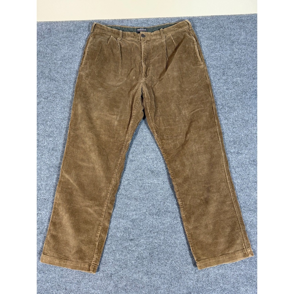 Vintage WOOLRICH Trousers Men's 36x32 Brown Khakis Corduroy‎ Jumbo Cord Straight